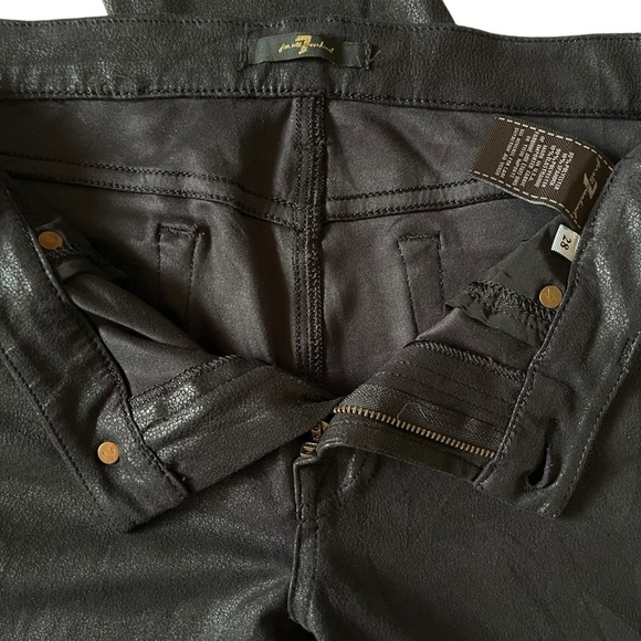 7 For All Mankind black faux leather zip front skinny pants - Picture 3 of 10